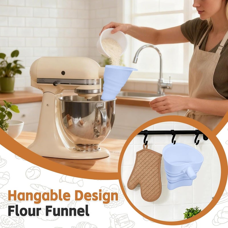 Amoner Flour Funnel for Kitchen Aid Mixer - Stand Mixer Attachment Compatible with (KSM150) 4.5-5 Qt Tilt-Head Mixers,Easy Pour Anti-Splash Baking Tool, Dishwasher Safe, for Egg Liquid and Both Flour -Blue - Image 5